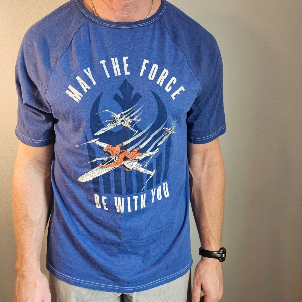 Star Wars mens xl blue rebel x wing t star fighter t shirt
